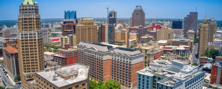 Aerial view of downtown San Antonio